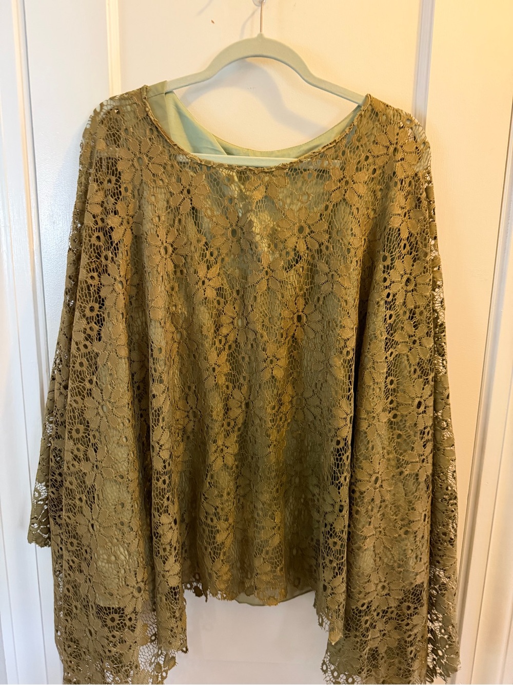 Olive Green Floral Lace Tunic Top